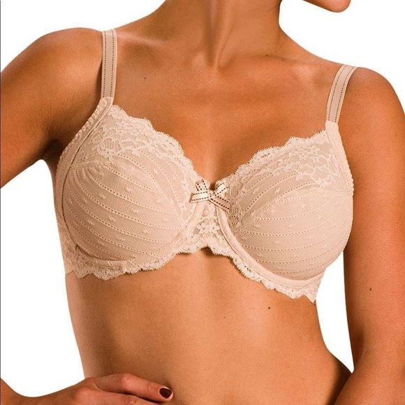 Chantelle Rive Gauche Full Coverage Sheer Mesh Lace Bra 34C Cappuccino NWT 3281 - Picture 1 of 15